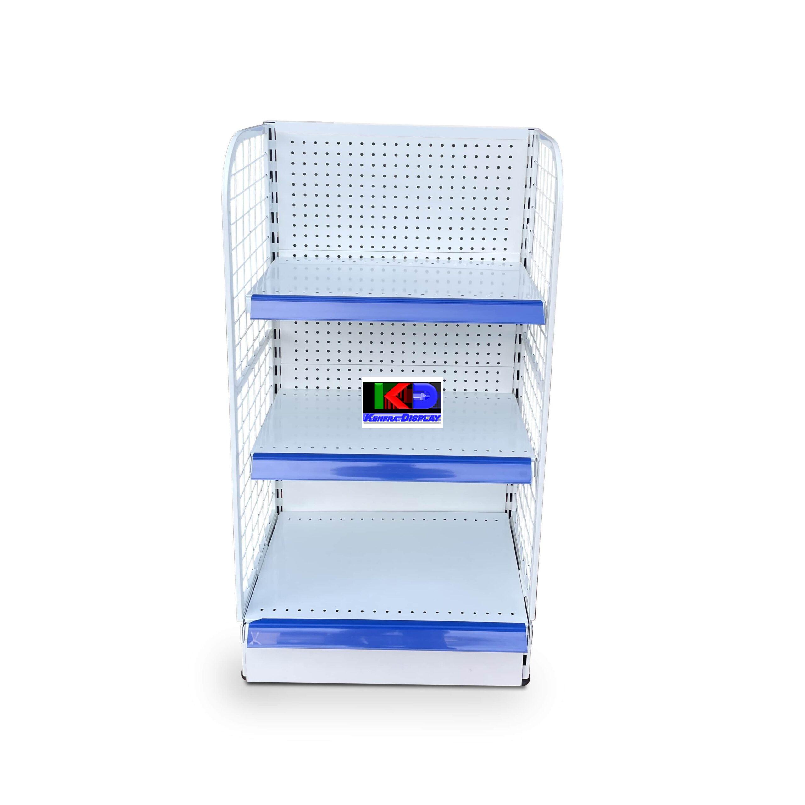 Gondola anticaja de 120cm Alto x 56cm Ancho x 35.50cm Profundidad 3 niveles incluyendo la base con portaprecios